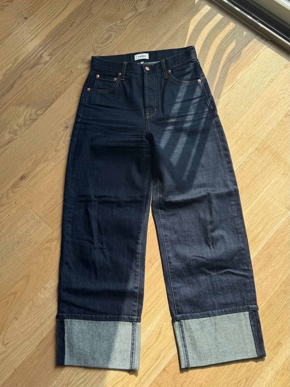 Pistola Ryder Wide Leg Cuffed Dark Indigo Jeans